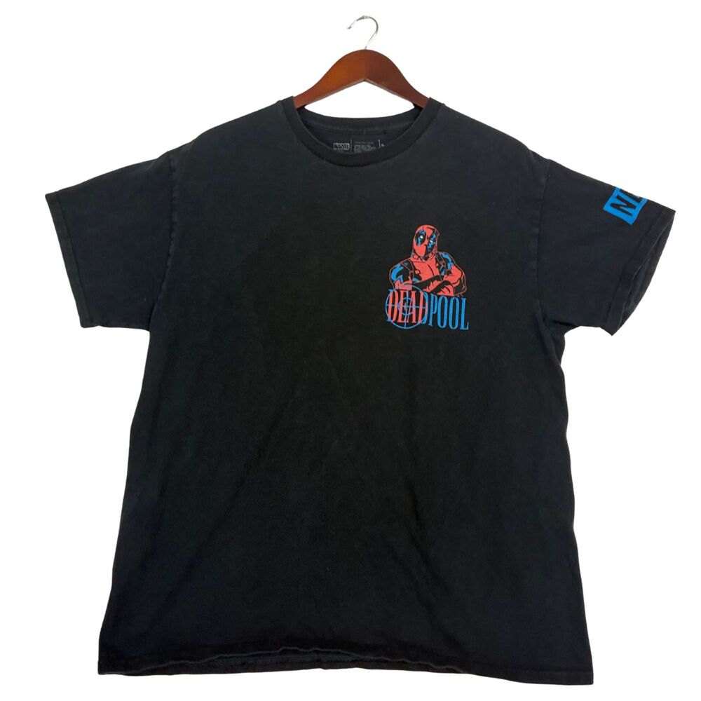 Marvel Deadpool X-Force T Shirt Mens Large Black Red Blue Graphic Comic Tee